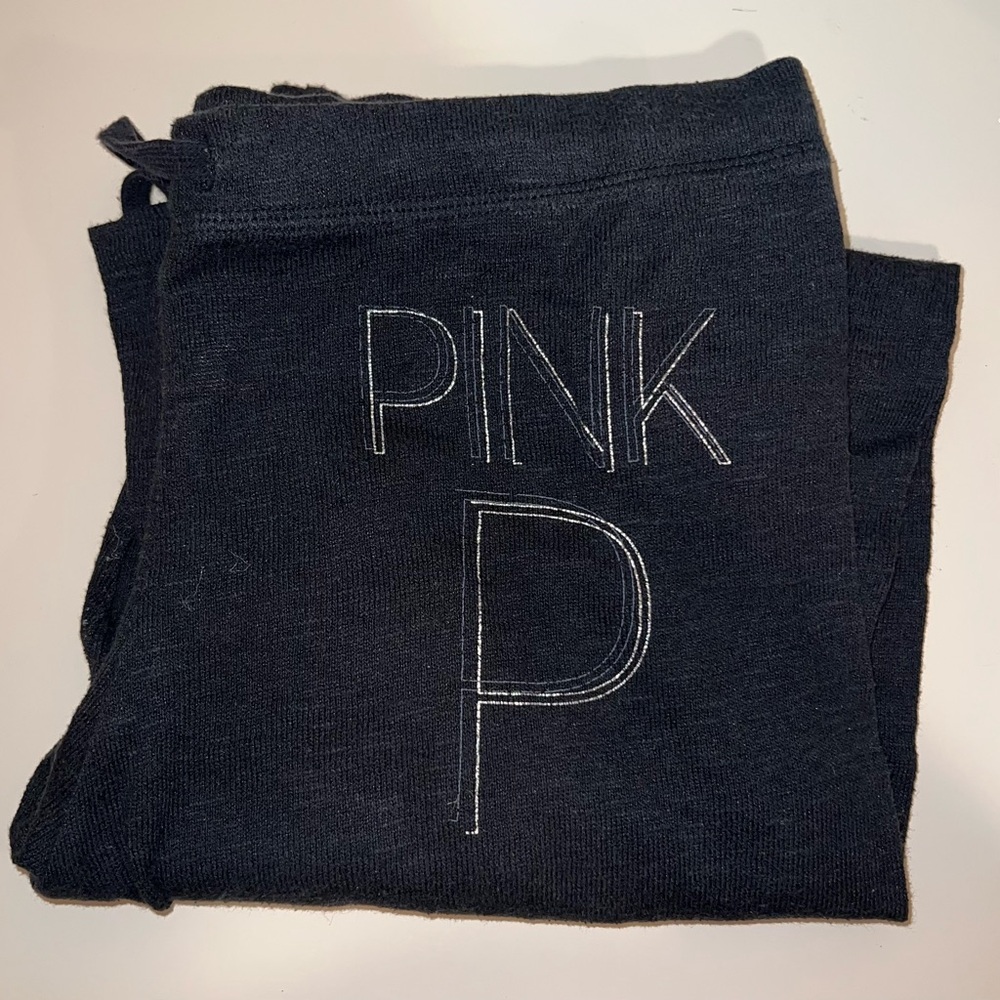 Victoria's Secret Black Lounge Pants with Pink Lettering